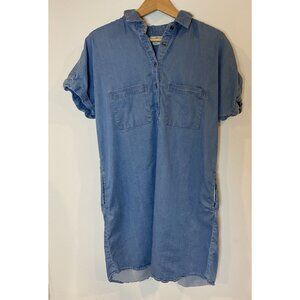 Marine Layer Shirt Dress Denim Chambray Pockets Blue Size Large L